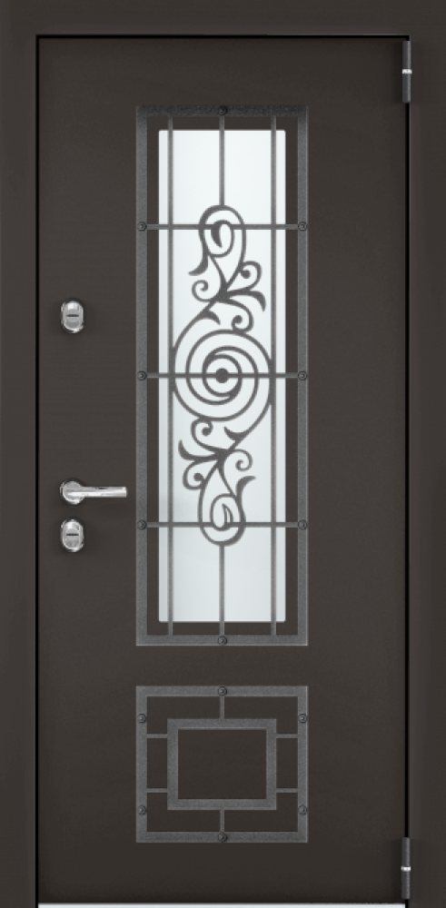 Входная дверь SNEGIR 20F MP Букле коричневый / ПВХ Оскуро