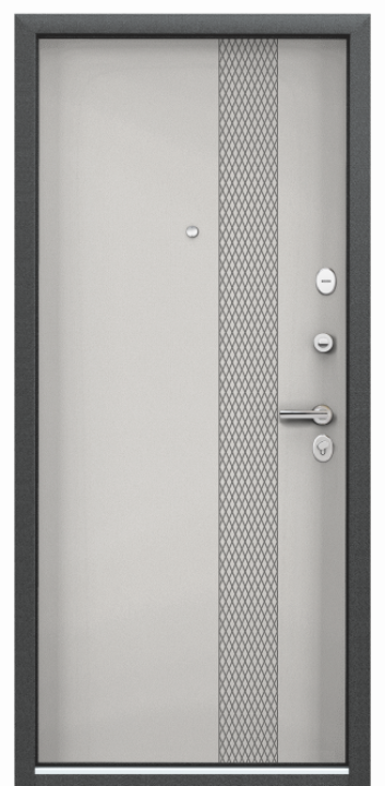 Входная дверь DELTA-100 Черный шелк / ПВХ Бьянко