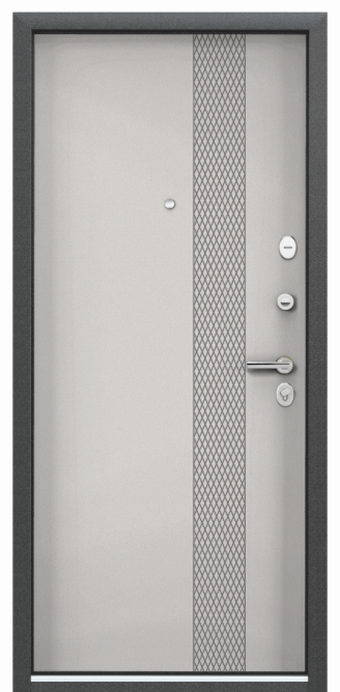 Входная дверь DELTA-100 Черный шелк / ПВХ Бьянко