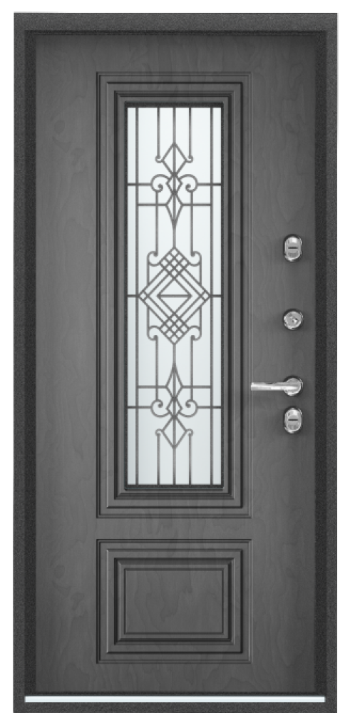 Входная дверь SNEGIR 20F MP Букле коричневый / Белый (арт. КТ Белый)