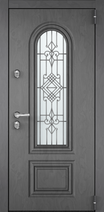 Входная дверь SNEGIR 20F MP Букле коричневый / ПВХ Бьянко