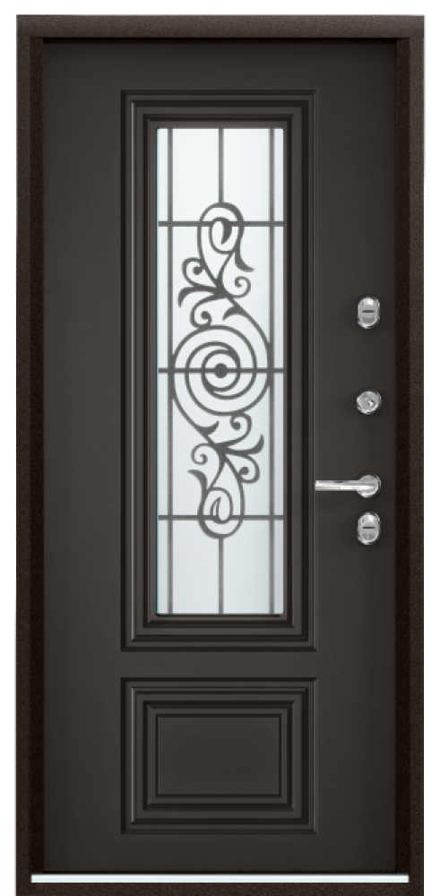 Входная дверь SNEGIR 20F MP Букле коричневый / ПВХ Оскуро