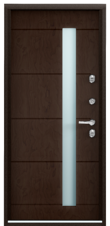 Входная дверь SNEGIR 20F MP Букле коричневый / ПВХ Дуб белый матовый