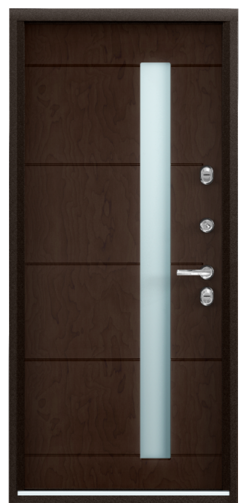 Входная дверь SNEGIR 20F MP Букле коричневый / ПВХ Дуб белый матовый