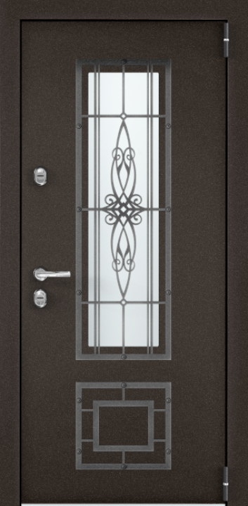 Входная дверь SNEGIR 20F MP Темно-серый букле графит / ПВХ Дуб коньяк