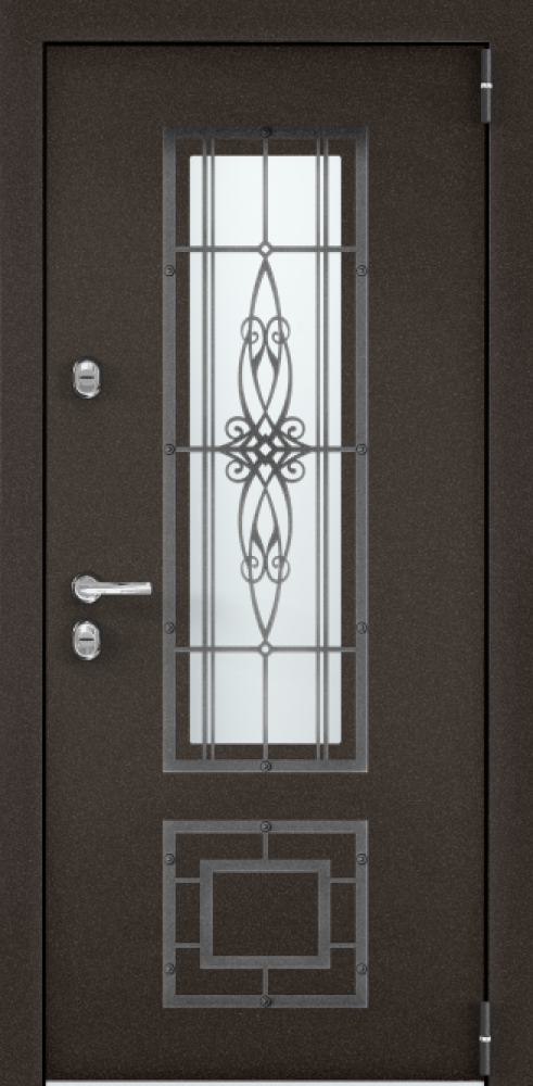 Входная дверь SNEGIR 20F MP Темно-серый букле графит / ПВХ Дуб коньяк