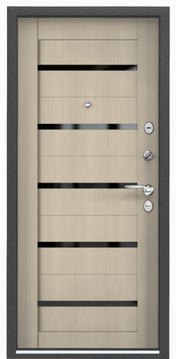 Входная дверь DELTA-100 Темно-серый букле графит / Шамбори светлый (арт. ПВХ Бел шамбори)