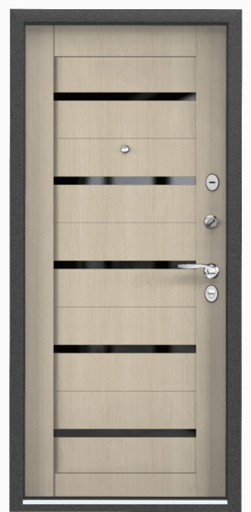 Входная дверь DELTA-100 Темно-серый букле графит / Шамбори светлый (арт. ПВХ Бел шамбори)