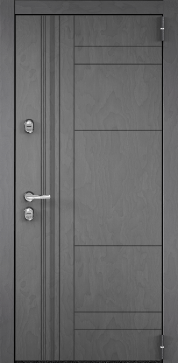 Входная дверь SNEGIR 20F MP Темно-серый букле графит / Лиственница белая (арт. ПВХ Лиственница белая)