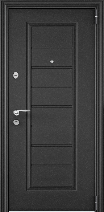 Входная дверь DELTA-100 Темно-серый букле графит / Шамбори светлый (арт. ПВХ Бел шамбори)