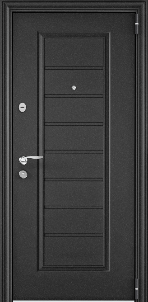 Входная дверь DELTA-100 Темно-серый букле графит / Шамбори светлый (арт. ПВХ Бел шамбори)