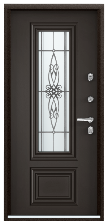 Входная дверь SNEGIR 20F MP Темно-серый букле графит / ПВХ Дуб коньяк